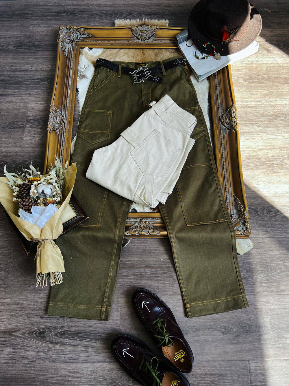 井下复古刺度工装裤口袋