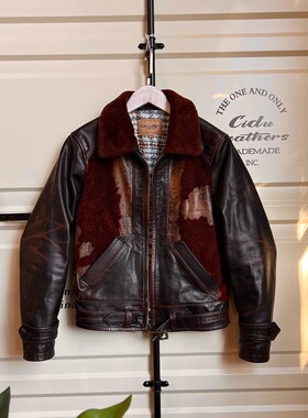 巧夺天工—茶芯马皮拼接羊羔毛的棕熊夹克，仅此一批献给懂她的人