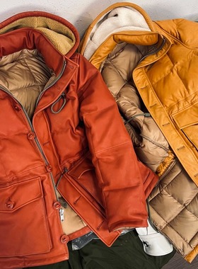 RL1960s探险家中长款真皮羽绒服