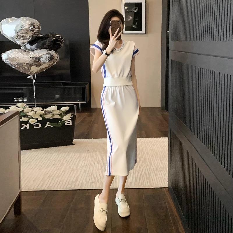 欧洲站时尚套装女夏季薄款2025年新款高级感减龄休闲半身裙两件套