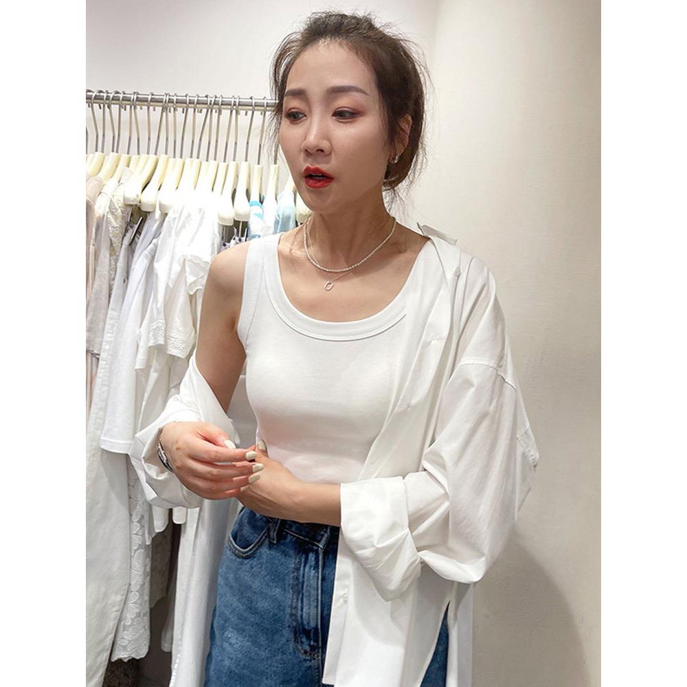 韩国宽肩带吊带背心女宽边瑜伽夏季内搭防走光遮副乳短款显瘦上衣