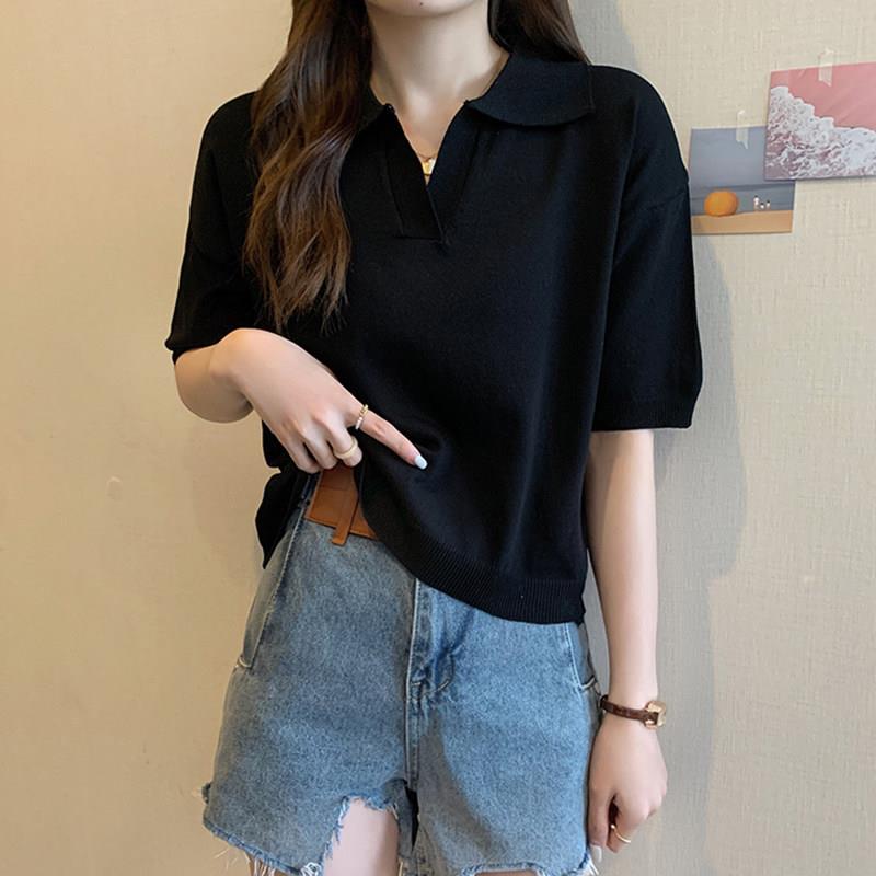 潮牌2026年夏季大尺码女装韩版显瘦POLO领女胖妹妹百搭短袖针织上