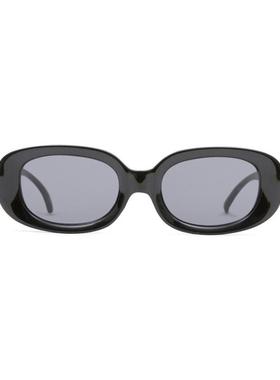 代购VANS女士太阳镜防紫外线遮光抗强光清晰视野黑色椭圆框大框