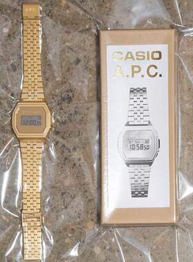 CASIO X A.P.C. A1000卡西欧联名手表复古金色小方表男女日韩腕表