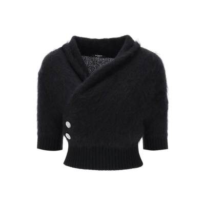 法国品牌巴尔曼Balmain brushed-yarn surplice top 女式抓绒羊毛