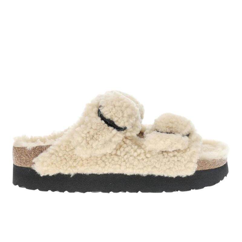 代购Birkenstock女士拖鞋舒适透气轻便柔软羊羔毛双带大扣环平跟