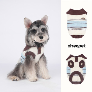 秋冬季 狗狗猫咪衣服条纹翻领毛衣舒适保暖中小型泰迪布偶宠物衣服