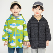 男童防水罩衣长袖 秋冬中大童画画拉链围裙宝宝羽绒服吃饭防脏护衣