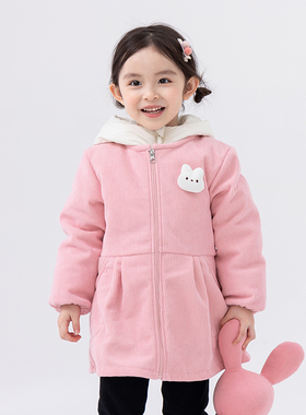 冬季女童罩衣小孩韩版加厚羽绒服防脏罩衫外穿宝宝灯芯绒吃饭围兜