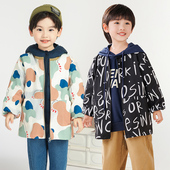 儿童防水罩衣秋冬男宝宝洋气外穿羽绒服防脏罩衫 幼儿园吃饭护衣兜