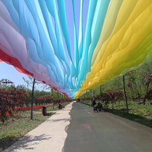 网红纱幔风动吊顶纱幔餐厅民宿装饰酒店户外景区纱幔海边风动纱幔