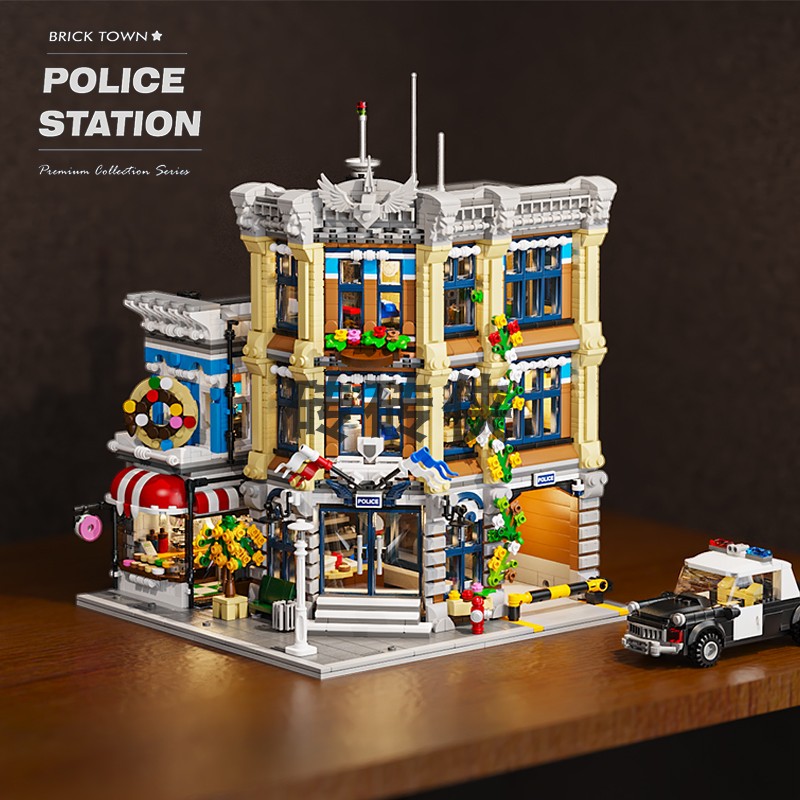 【优质零件】警察局街景建筑积木成人高难度拼装益智大型玩具摆件