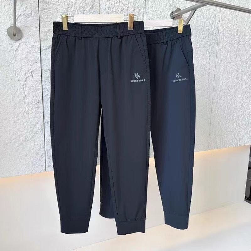 时尚帅气修身休闲裤子夏款男装简约薄款运动裤潮牌个性拼接束脚裤