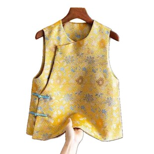 新中式国风盘扣马甲女款南油早春新品复古唐装马夹坎肩背心外套