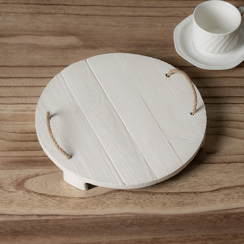 天然实木麻绳把手木质托盘拍照