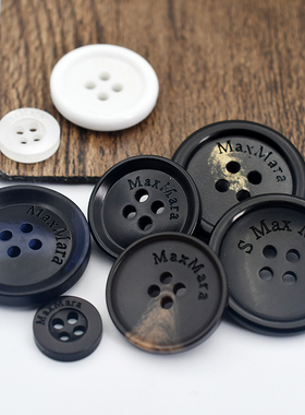 钮扣MA纽扣圆形大衣衣服毛呢黑色百搭女扣装饰彩色大号风衣扣子