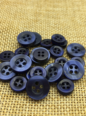 四眼宽边蓝色树脂衬衫扣 男女式衬衣纽扣羊毛衫衣领前排配套扣子
