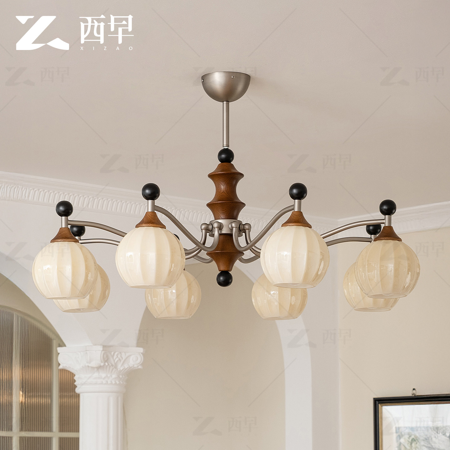 2026新款竹节法式中古风客厅吊灯新中式主灯宋代美学全屋复古灯具,家装灯饰光源,客厅吊灯,淘宝优惠券,粉丝福利购,淘宝优惠卷