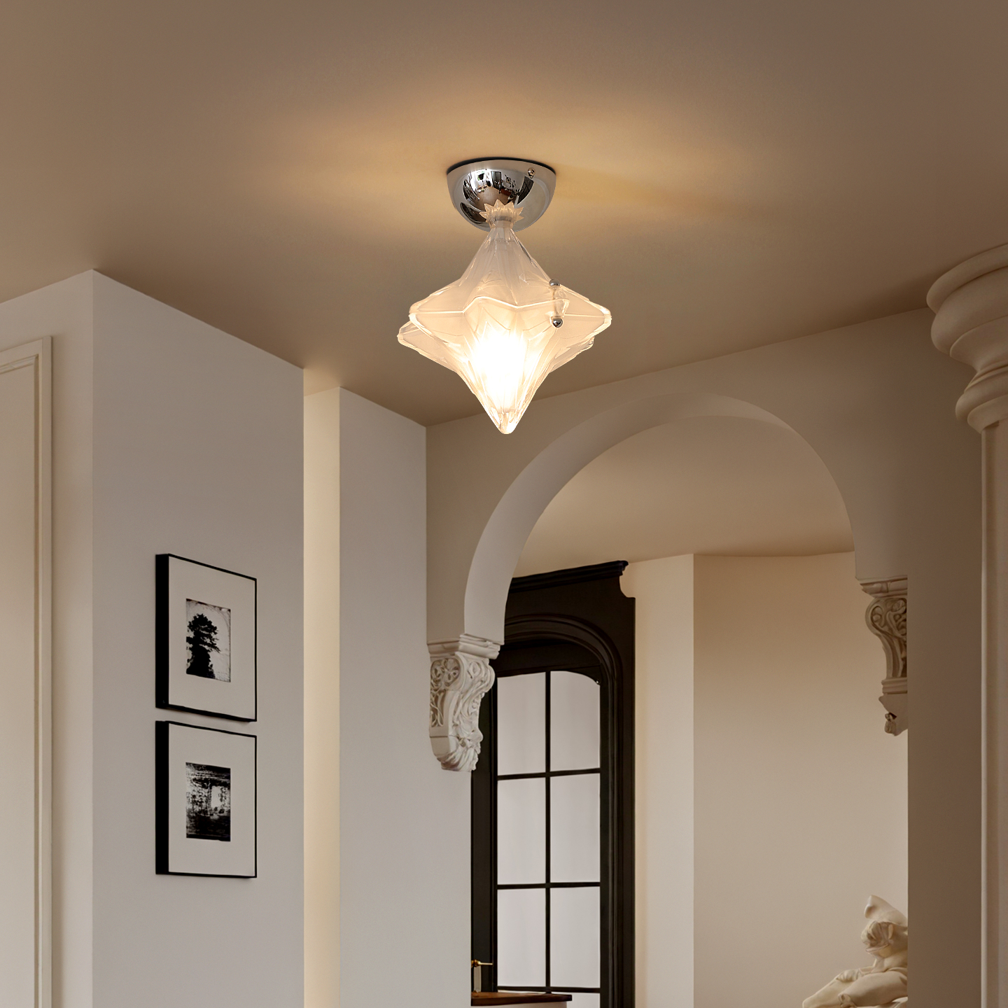 星星法式中古吸顶灯Art Deco玻璃餐厅玄关岛台卧室床头复古灯新款