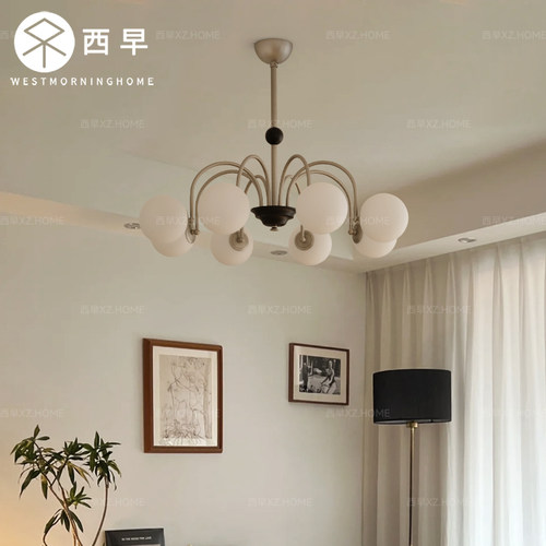 西早客厅灯主灯魔豆吊灯现代简约卧室灯法式中古奶油餐厅复古灯具
