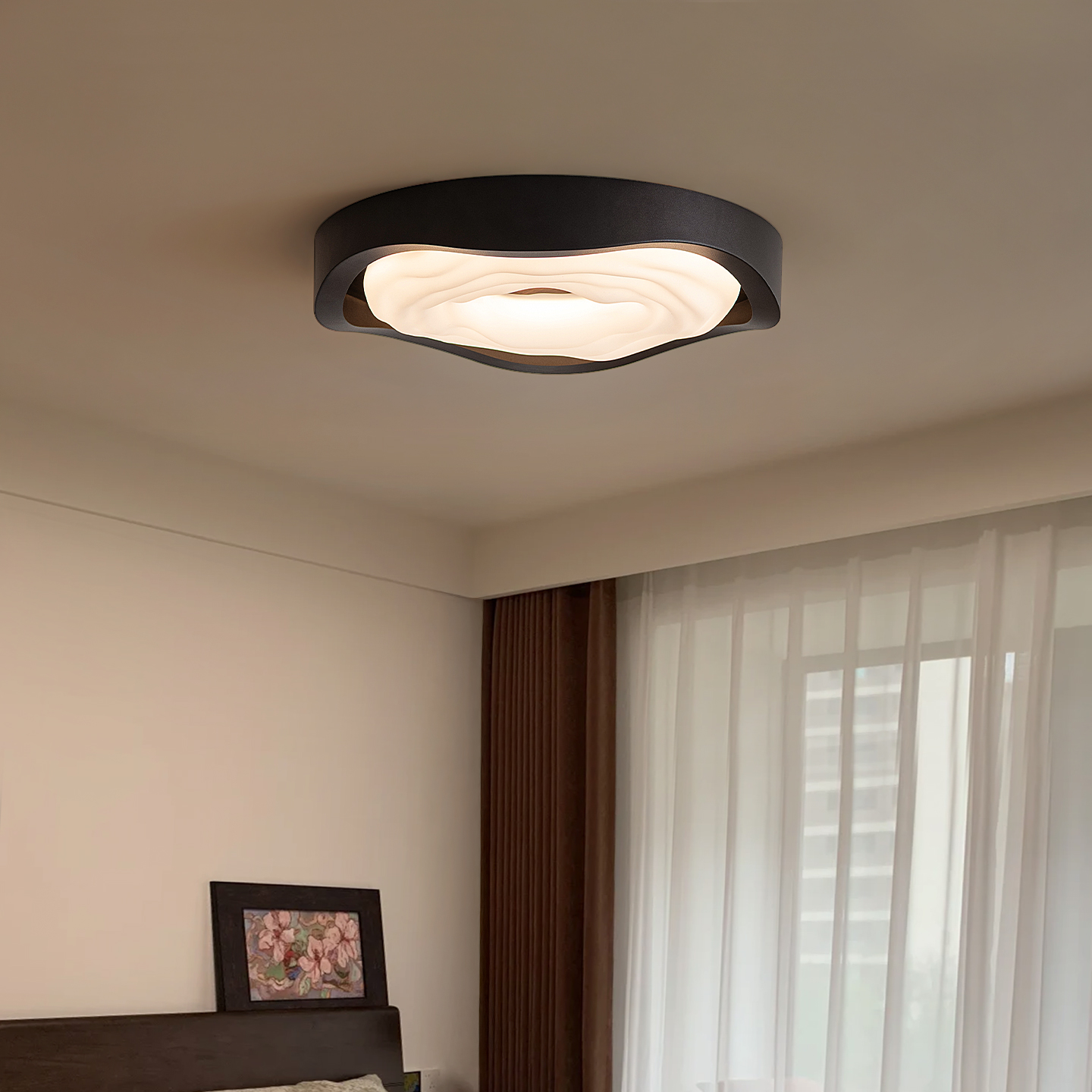 奥利奥中古卧室护眼吸顶灯浪漫高级感复古黑色书房灯2025新款曲奇