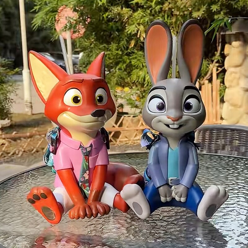 Disney/迪士尼正版疯狂动物城2周边尼克朱迪造型杯水杯玩偶杯子