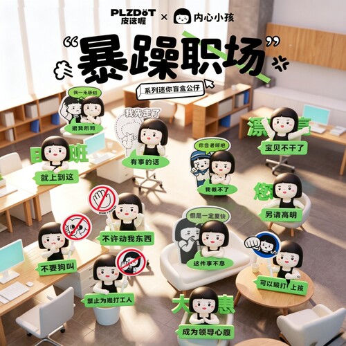 正版内心小孩暴躁职场迷你盲盒