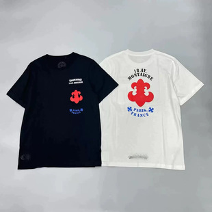 潮流新品潮牌梵文字母印花童军花马蹄十字架纯棉男女款短袖T恤