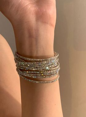 欧美风夸张多层开口手镯手环小众设计简约气质高级感手饰2025新款