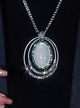 复古大气做旧猫眼石长款项链时尚百搭高级感毛衣链秋冬新款爆款潮