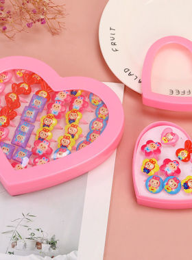 可爱卡通戒指女童宝宝公主风彩色珠子开口指环儿童宝小女孩配饰