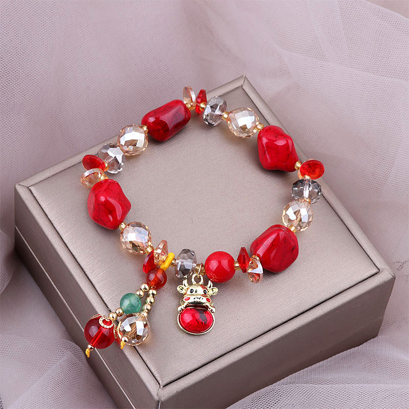 不规则水晶锆石福气牛好运手链