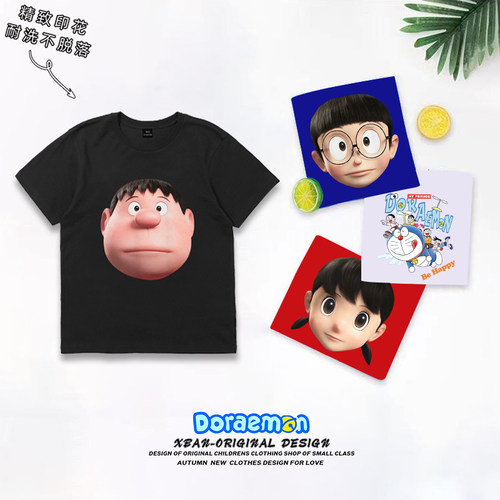 儿童圆领卡通短袖胖虎头像纯棉夏