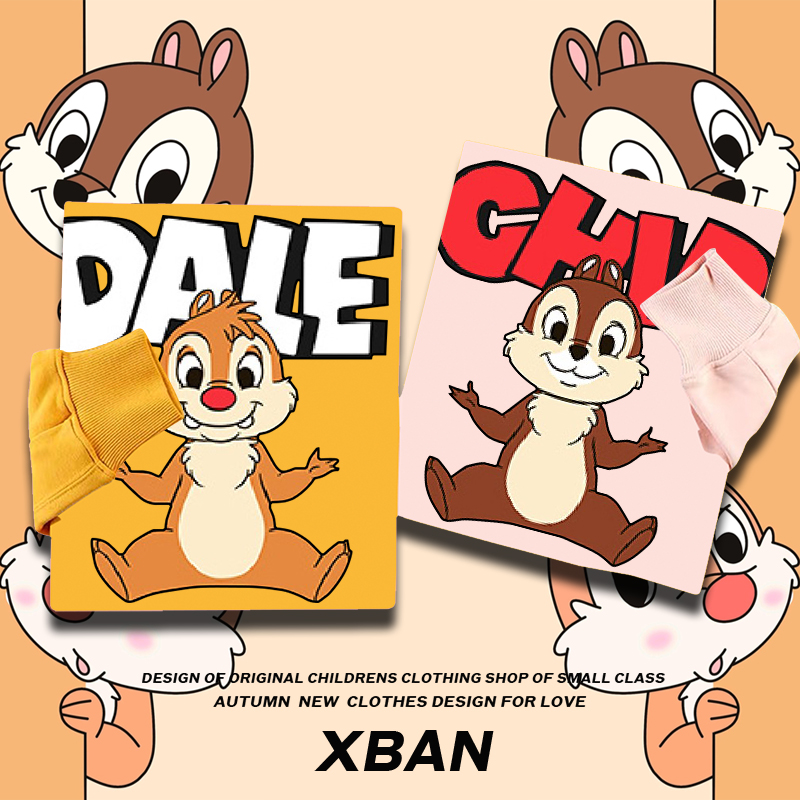 儿童拜年卫衣红色可爱花栗鼠薄绒