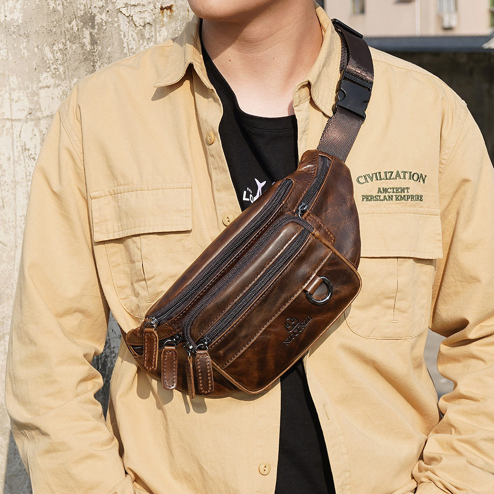 真皮腰包男做生意头层牛皮胸包耐磨多功能运动单肩斜挎小包手机包,箱包皮具/热销女包/男包,男士包袋,淘宝优惠券,粉丝福利购,淘宝优惠卷