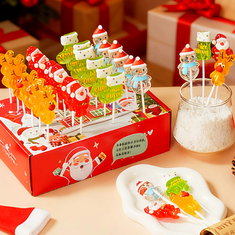 圣诞节糖果卡通棒棒糖硬糖装圣诞老人创意儿童零食礼物平安夜礼盒