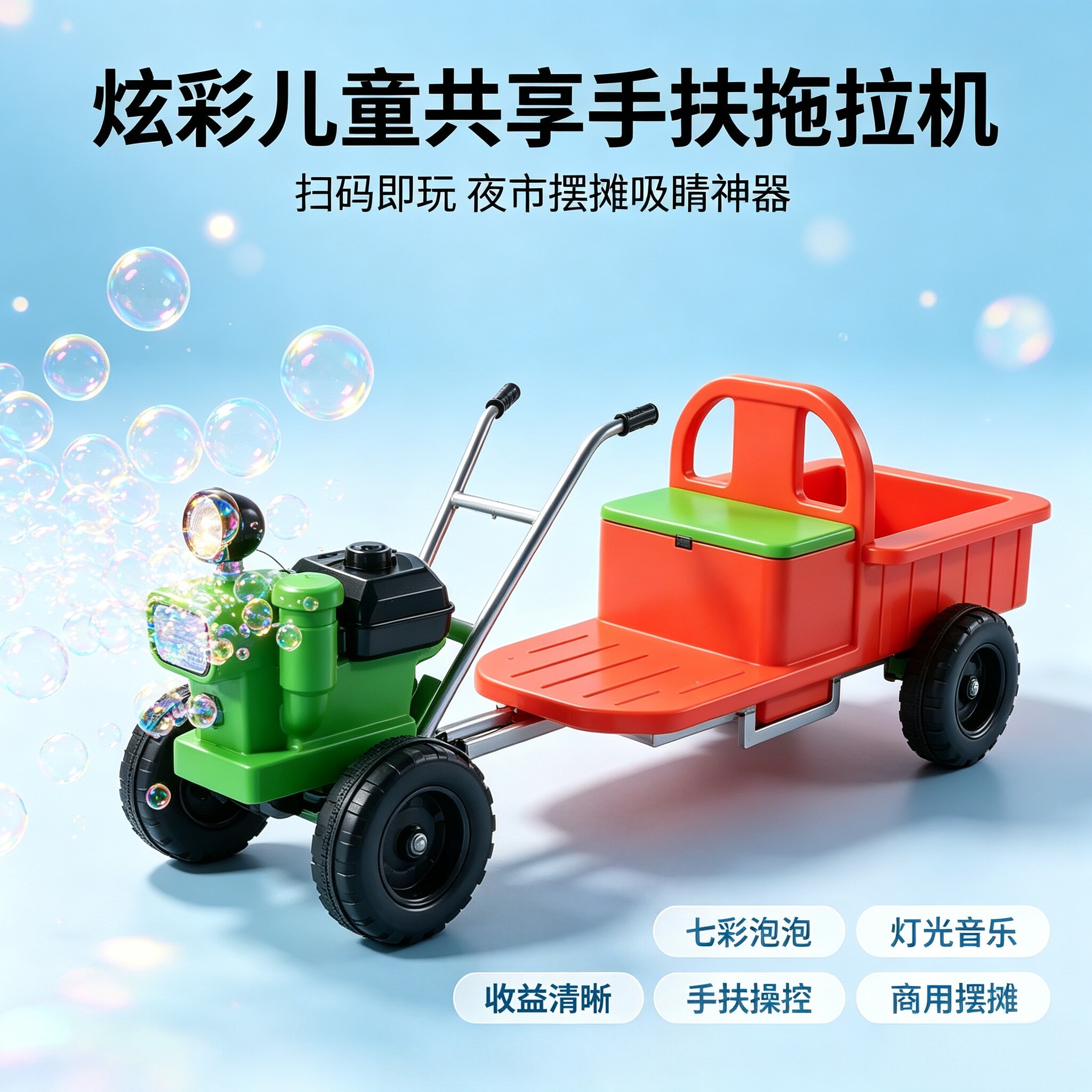 2026新款景区炫彩儿童共享拖拉机景区农庄游乐园共享户外游乐设备