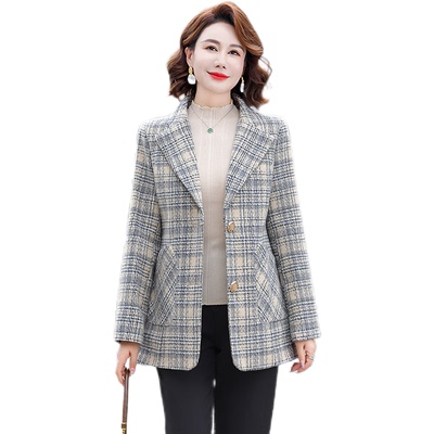 中年妈妈春装西装毛呢外套新款