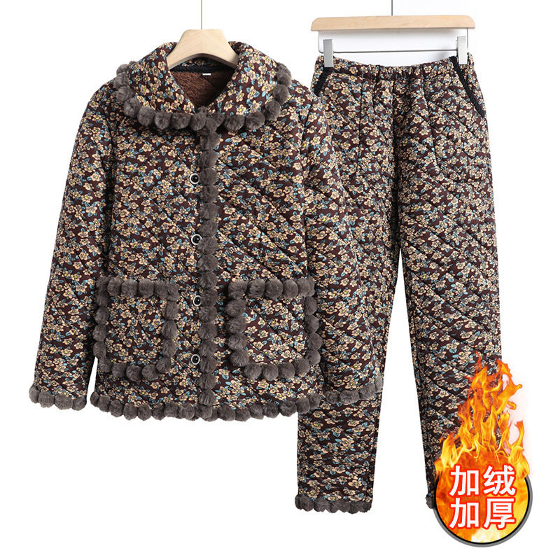 妈妈加绒加厚棉衣套装新款中老年保暖棉袄棉裤冬季棉服两件套,女装/女士精品,中老年女装,淘宝优惠券,粉丝福利购,淘宝优惠卷