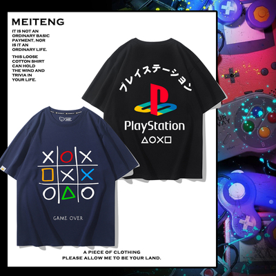 PS游戏机playstation印花短袖男女夏季宽松2025年新款百搭休闲T恤