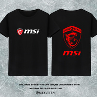 微星MSI红龙logo圆领短袖T恤电脑城极客工装信仰男女纯棉半袖上衣