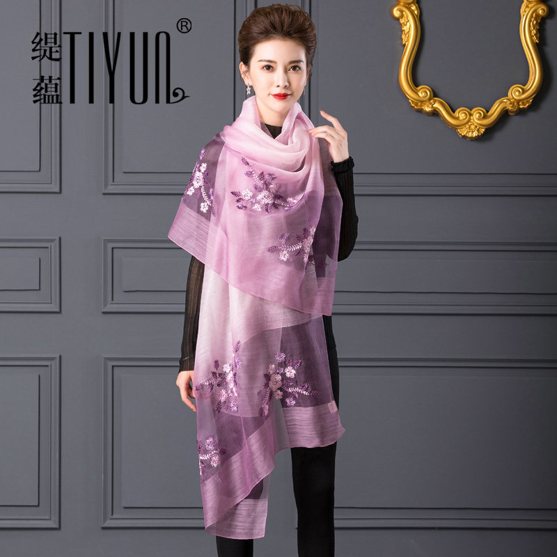 羊毛围巾女冬季百搭长款渐变真丝丝巾妈妈款春秋桑蚕丝刺绣披肩薄,服饰配件/皮带/帽子/围巾,围巾/丝巾/披肩,淘宝优惠券,粉丝福利购,淘宝优惠卷