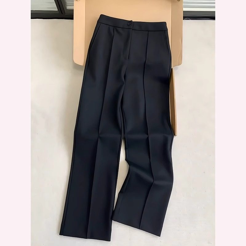 黑色百搭休闲西裤男款春秋季新款高级感痞帅宽松垂感阔腿西装裤子