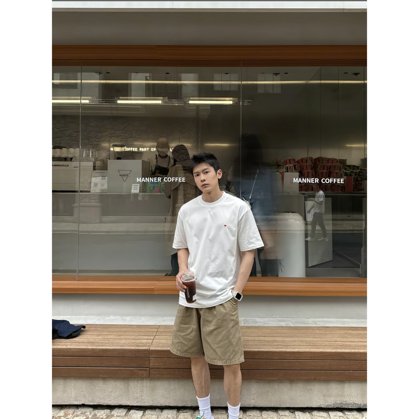 夏季新款美式爱心刺绣纯色短袖t恤男款简约百搭潮流休闲半袖上衣