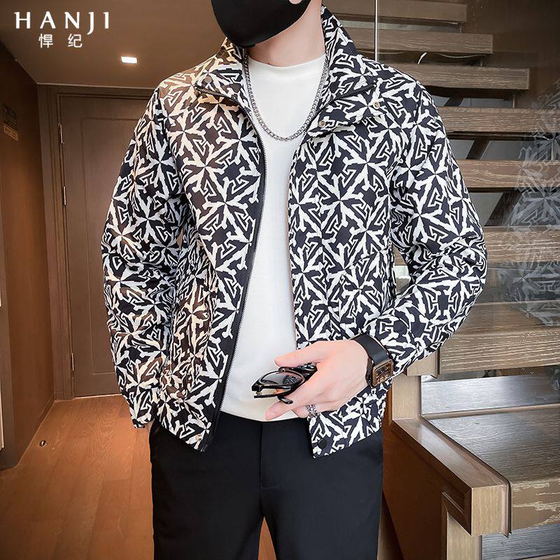 印花外套男款潮流高级感秋季潮牌立领夹克男士春装痞帅休闲上衣服