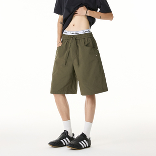 军绿色工装伐木短裤男款夏季美式高街潮牌宽松运动休闲五分中裤