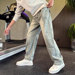 2025春季新款弯刀牛仔裤男春秋男款季美式潮流重磅水洗工装休闲裤