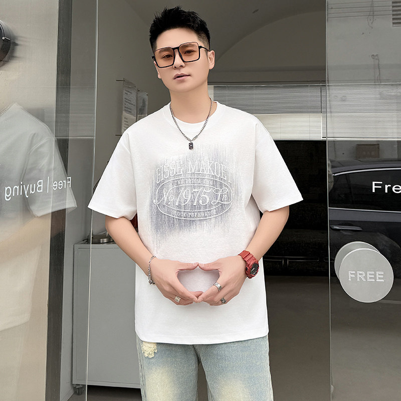 白色高级感重磅短袖t恤男夏季新款潮牌痞帅宽松休闲百搭半袖上衣