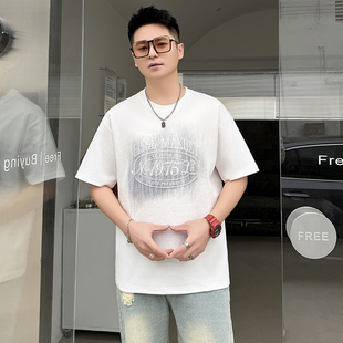 白色高级感重磅短袖t恤男夏季新款潮牌痞帅宽松休闲百搭半袖上衣