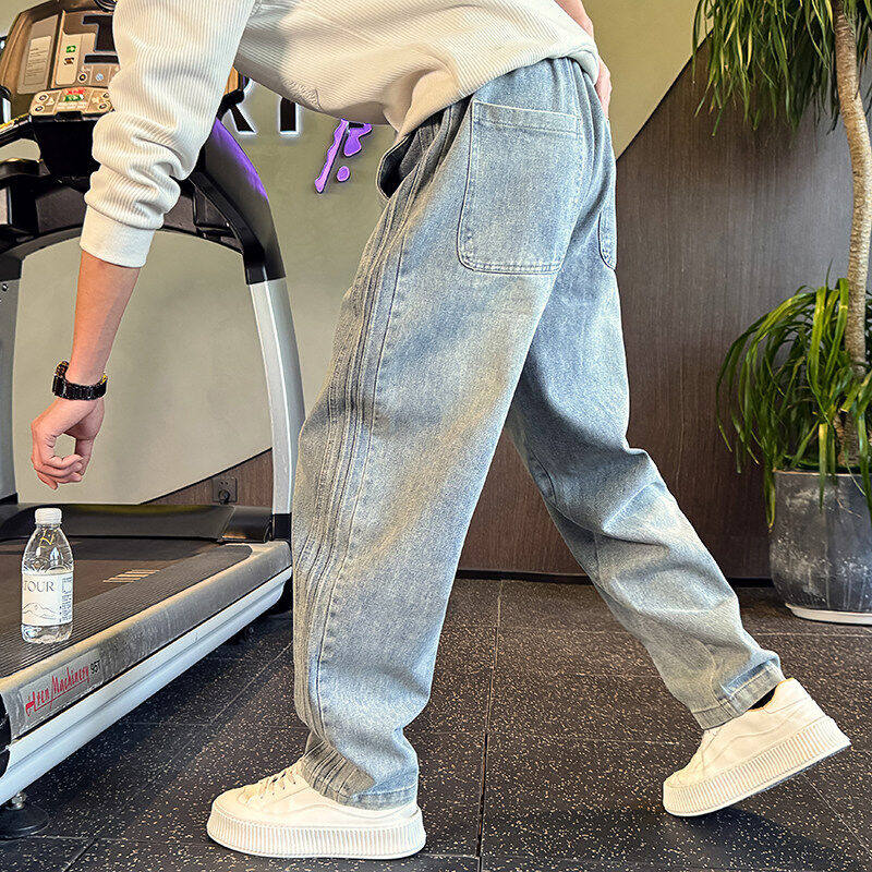 高级感爆款弯刀牛仔裤男款潮牌重磅裤子春秋季潮流休闲裤2024新款